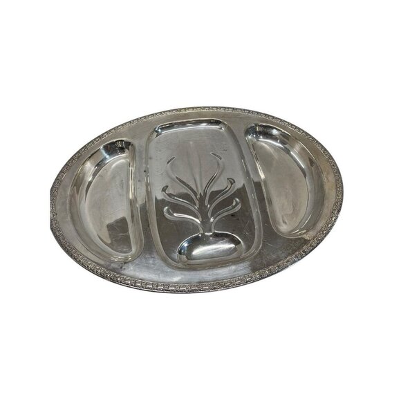 Vintage Silverplate International Silver Spring Flower 3 Compartment Serve Tray - Picture 1 of 16
